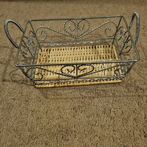 Wicker/Ratten and Metal Wire Basket
